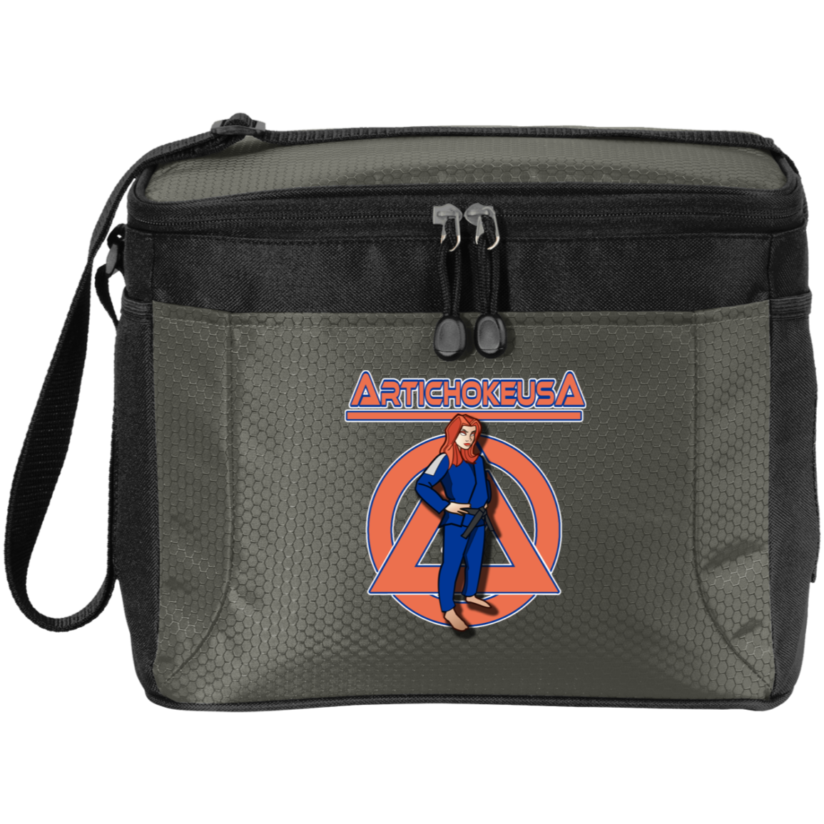 ArtichokeUSA Character and Font design. Let's Create Your Own Team Design Today. Amber. 12-Pack Cooler