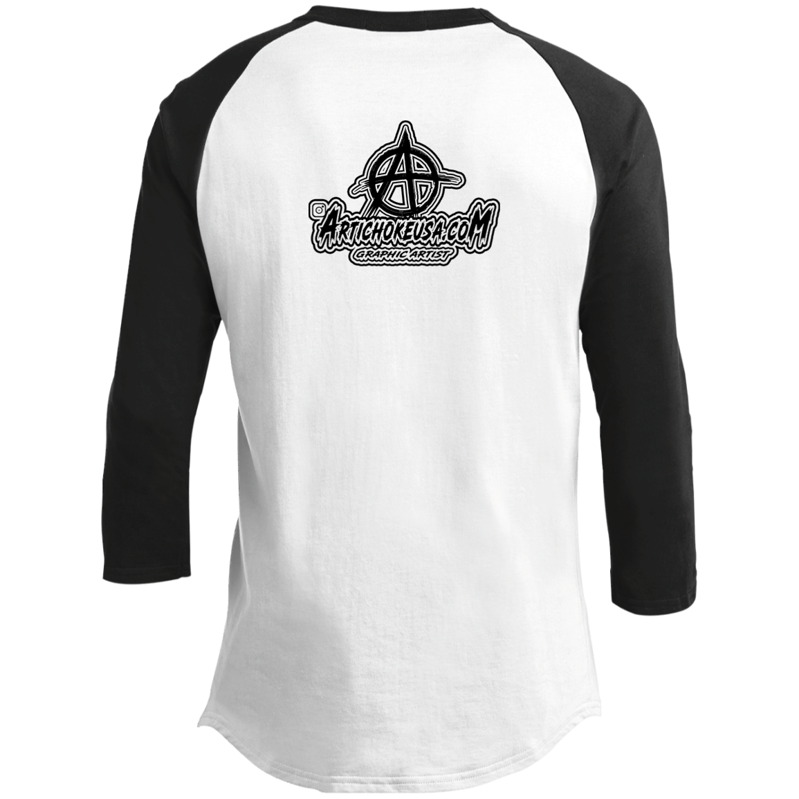 ArtichokeUSA Custom Design. Don't Eat Cookies And Spend Cache! Delete Them! Cookie Monster and Richie Rich Fan Art/Parody. Youth 3/4 Raglan Sleeve Shirt