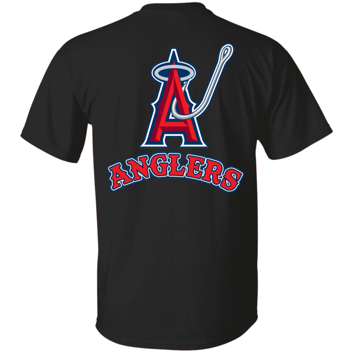 ArtichokeUSA Custom Design. Anglers. Southern California Sports Fishing. Los Angeles Angels Parody. 5.3 oz. T-Shirt