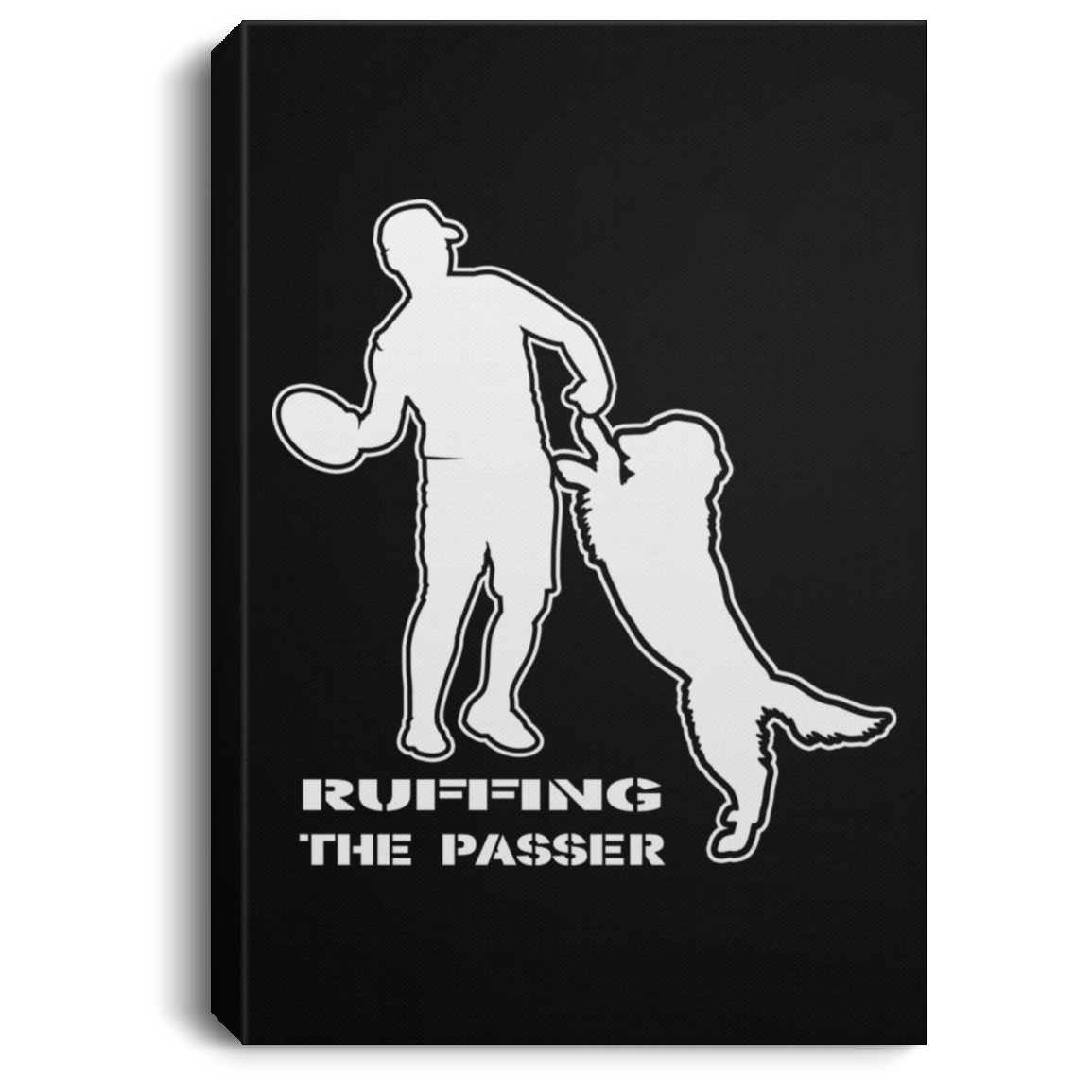 ArtichokeUSA Custom Design. Ruffing the Passer. Golden Lab Edition. Portrait Canvas .75in Frame