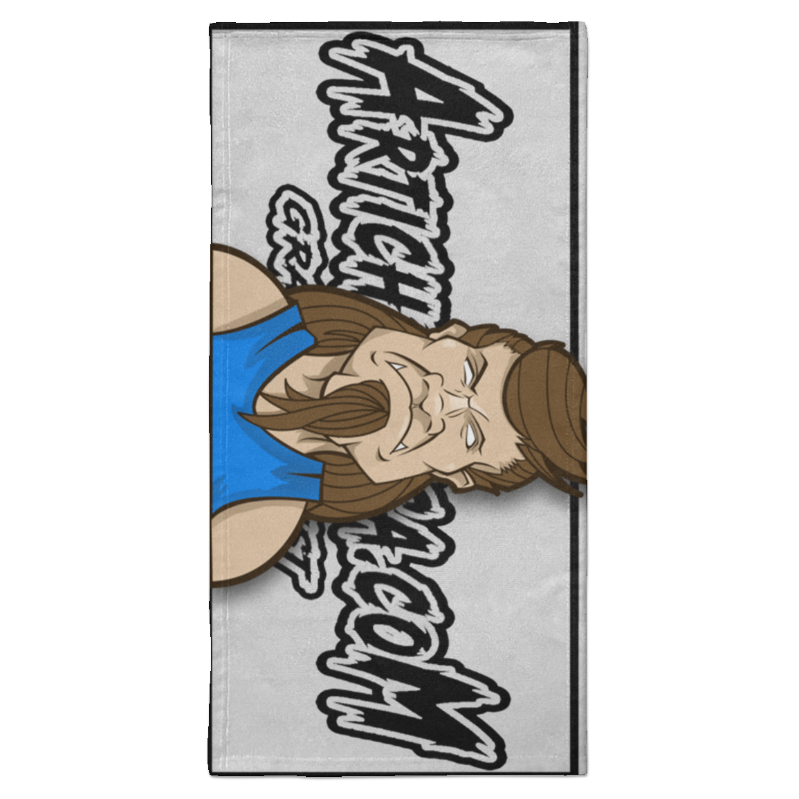 ArtichokeUSA Character and Font design. Let's Create Your Own Team Design Today. Mullet Mike. Towel - 15x30
