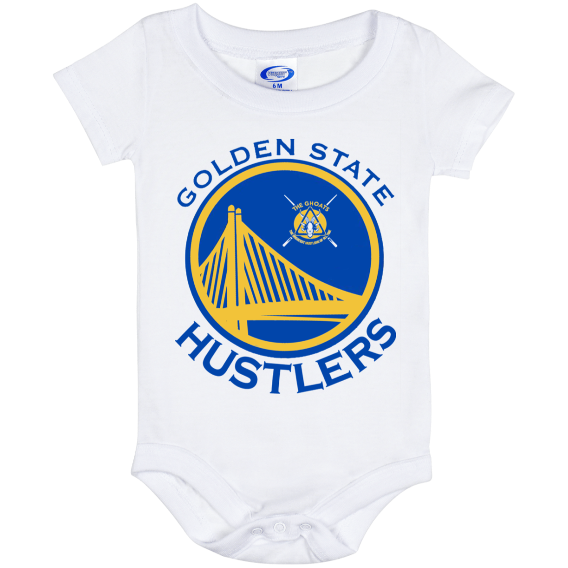 The GHOATS Custom Design. #12 GOLDEN STATE HUSTLERS. Baby Onesie 6 Month