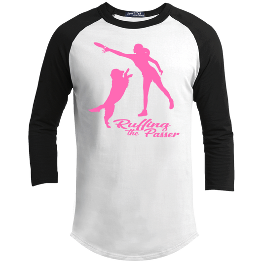 ArtichokeUSA Custom Design. Ruffing the Passer. Labrador Edition. Female Version. Youth 3/4 Raglan Sleeve Shirt