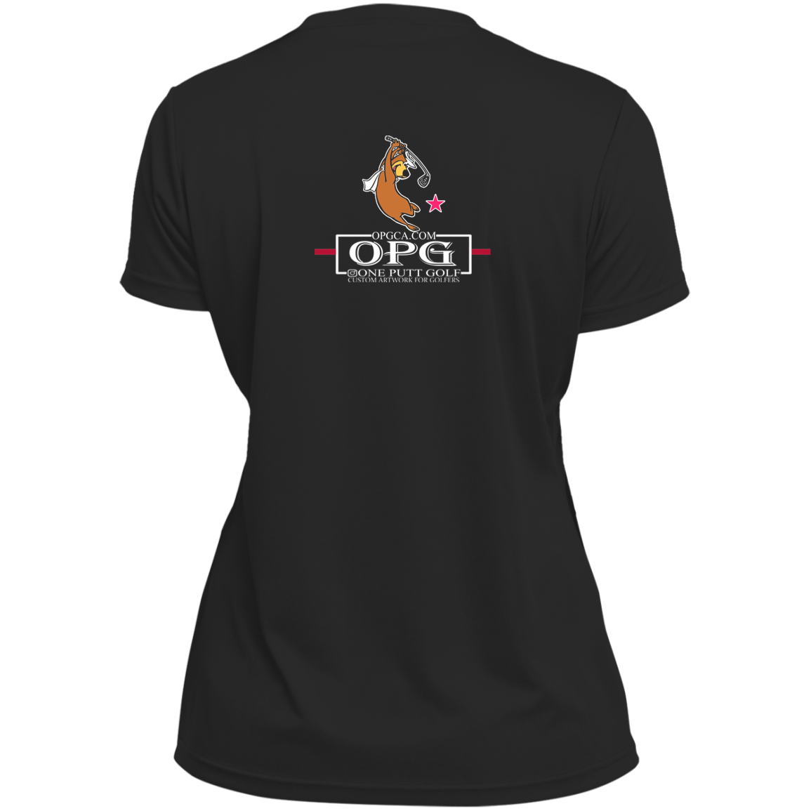 Custom Design #15. Golf Southern California with Yogi Fan Art. Ladies’ 100% polyester V-Neck Tee
