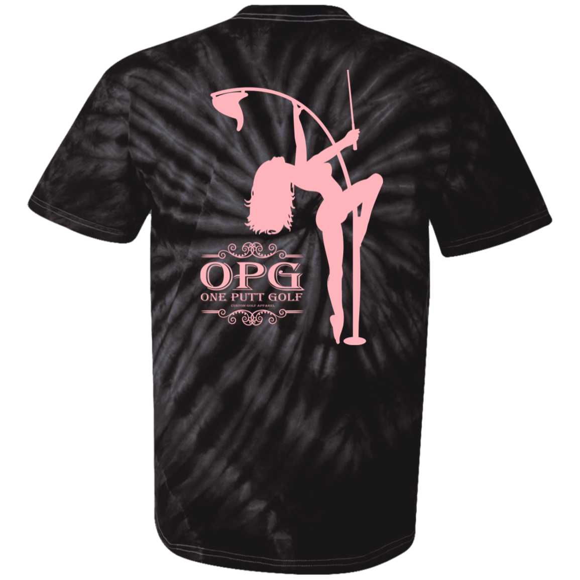 OPG Custom Design #10. Lady on Front / Flag Pole Dancer On Back. Youth Tie-Dye T-Shirt