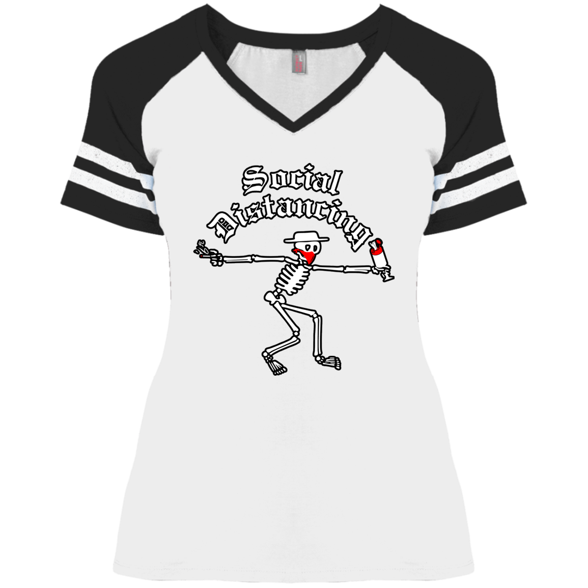 ArtichokeUSA Custom Design. Social Distancing. Social Distortion Parody. Ladies' Game V-Neck T-Shirt