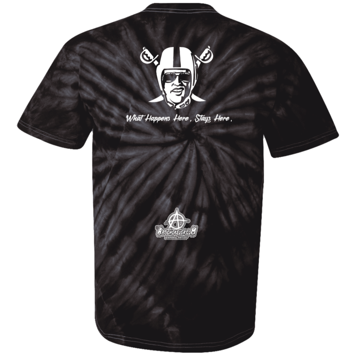 ArtichokeUSA Custom Design. Las Vegas Raiders. Las Vegas / Elvis Presley Parody Fan Art. Let's Create Your Own Team Design Today. 100% Cotton Tie Dye T-Shirt