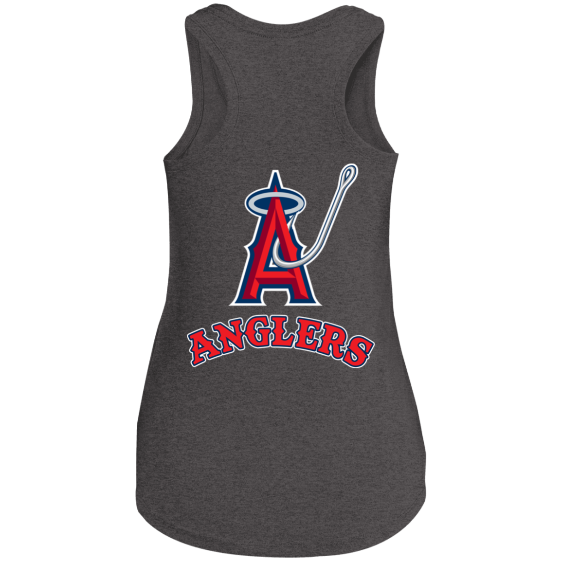 ArtichokeUSA Custom Design. Anglers. Southern California Sports Fishing. Los Angeles Angels Parody. Ladies' Tri Racerback Tank