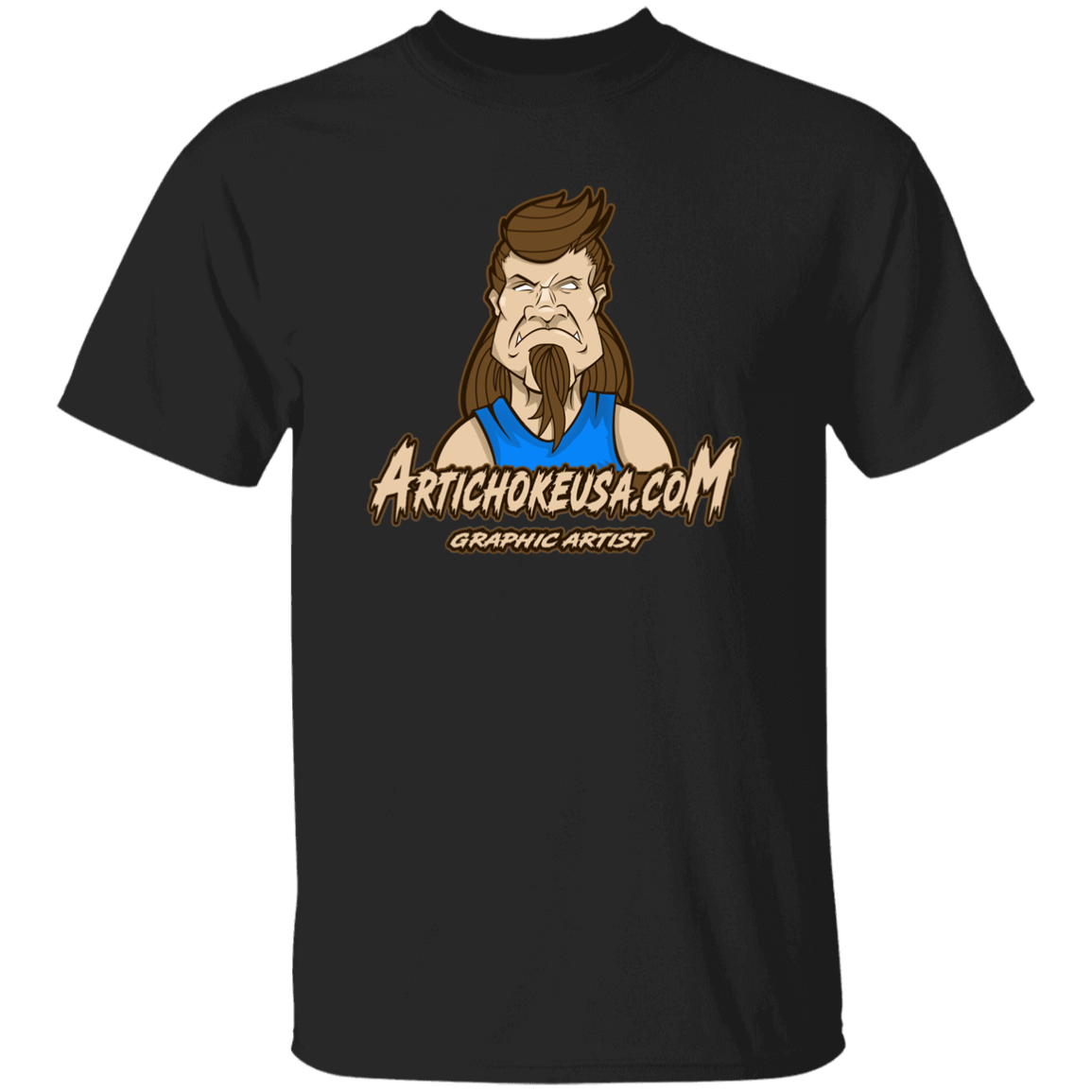 ArtichokeUSA Character and Font design. Let's Create Your Own Team Design Today. Mullet Mike. Youth 5.3 oz 100% Cotton T-Shirt