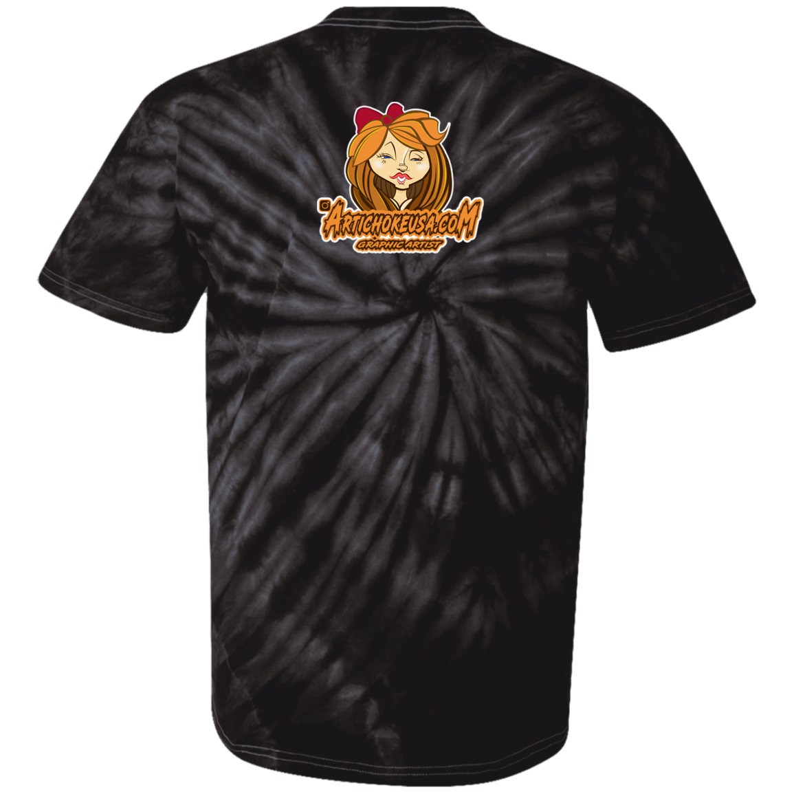 ZZ#21 Characters and Fonts. Aubrey. A show case of my characters and font styles. 100% Cotton Tie Dye T-Shirt