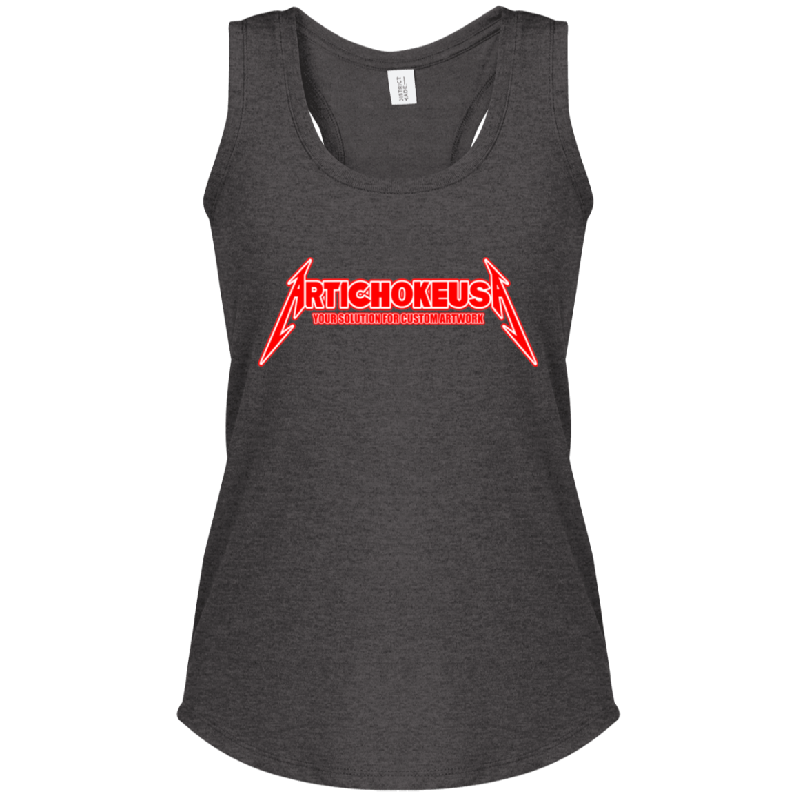 ArtichokeUSA Custom Design. Metallica Style Logo. Let's Make One For Your Project. Ladies' Tri Racerback Tank