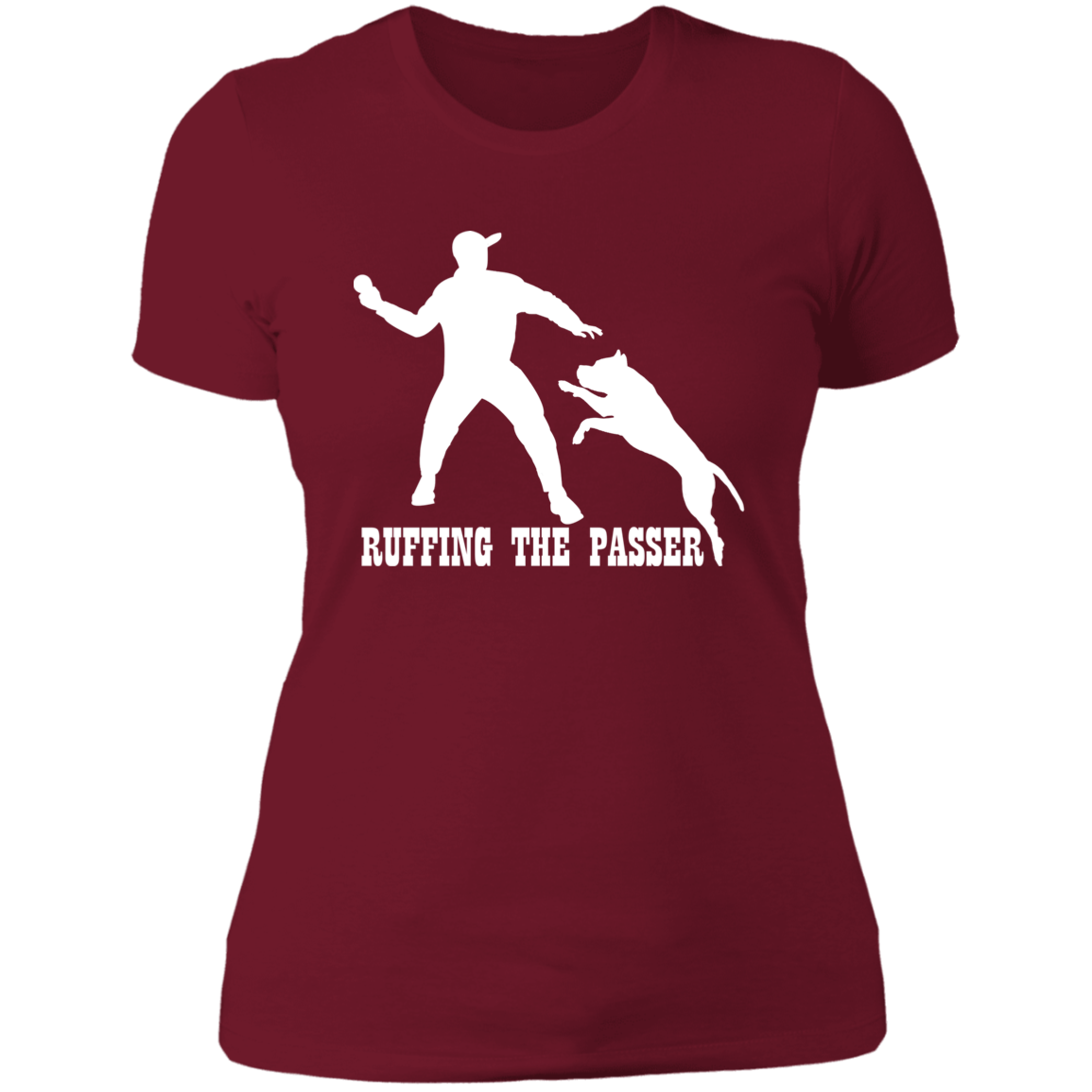 ArtichokeUSA Custom Design. Ruffing the Passer. Pitbull Edition. Male Version. Ladies' Boyfriend T-Shirt