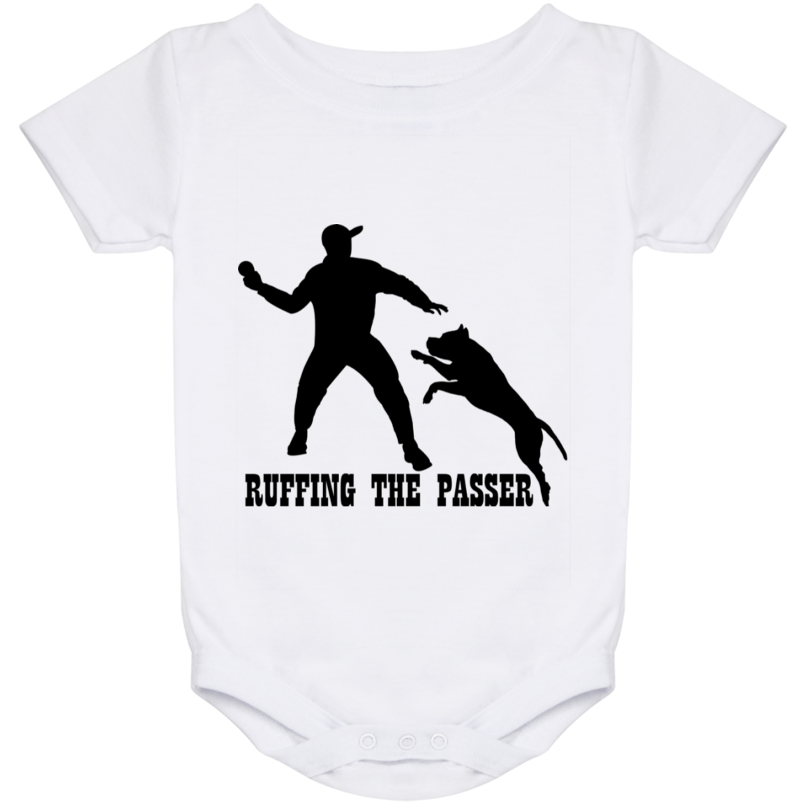 ArtichokeUSA Custom Design. Ruffing the Passer. Pitbull Edition. Male Version. Baby Onesie 24 Month