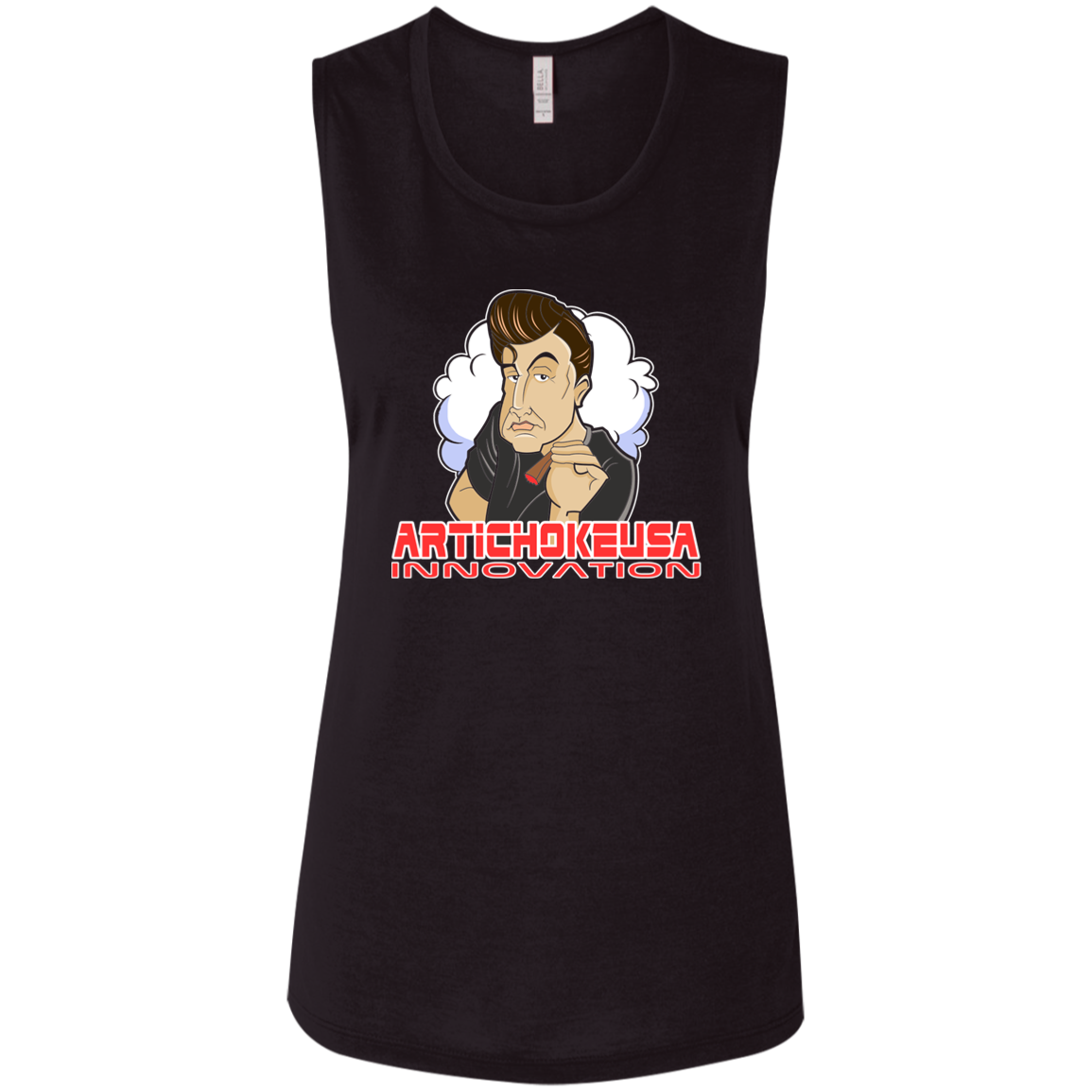 ArtichokeUSA Custom Design. Innovation. Elon Musk Parody Fan Art. Ladies' Flowy Muscle Tank