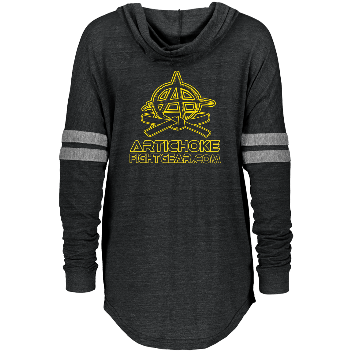 Artichoke Fight Gear Custom Design #7. Choking Hazard. Ladies Hooded Low Key Pullover