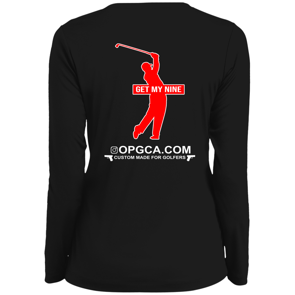 OPG Custom Design #16. Get My Nine. Male Version. Ladies' Moisture-Wicking Long Sleeve V-Neck Tee