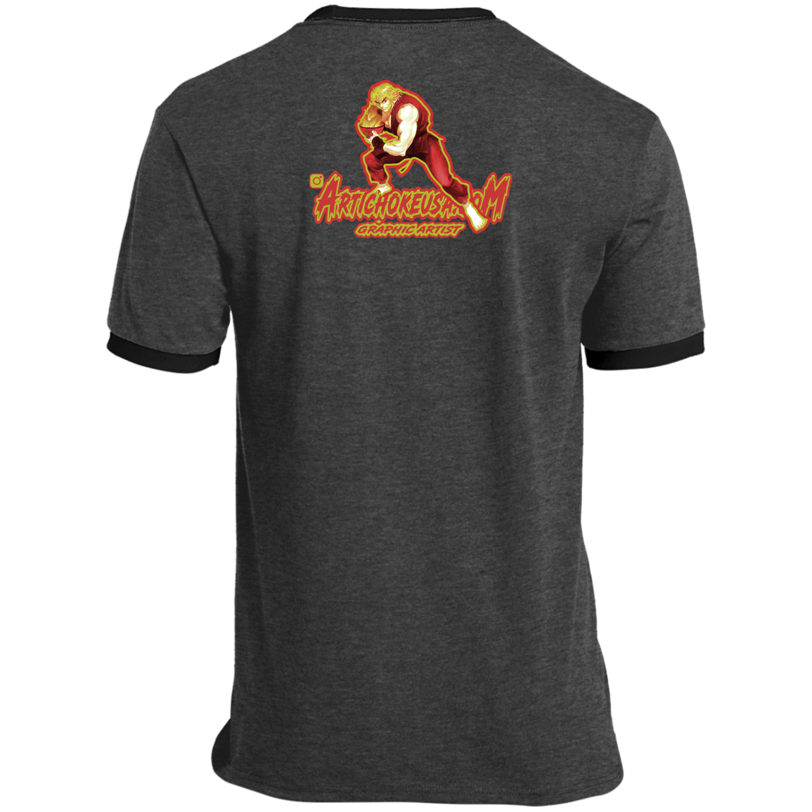 ArtichokeUSA Custom Design. Pho Ken Artichoke. Street Fighter Parody. Gaming. Ringer Tee