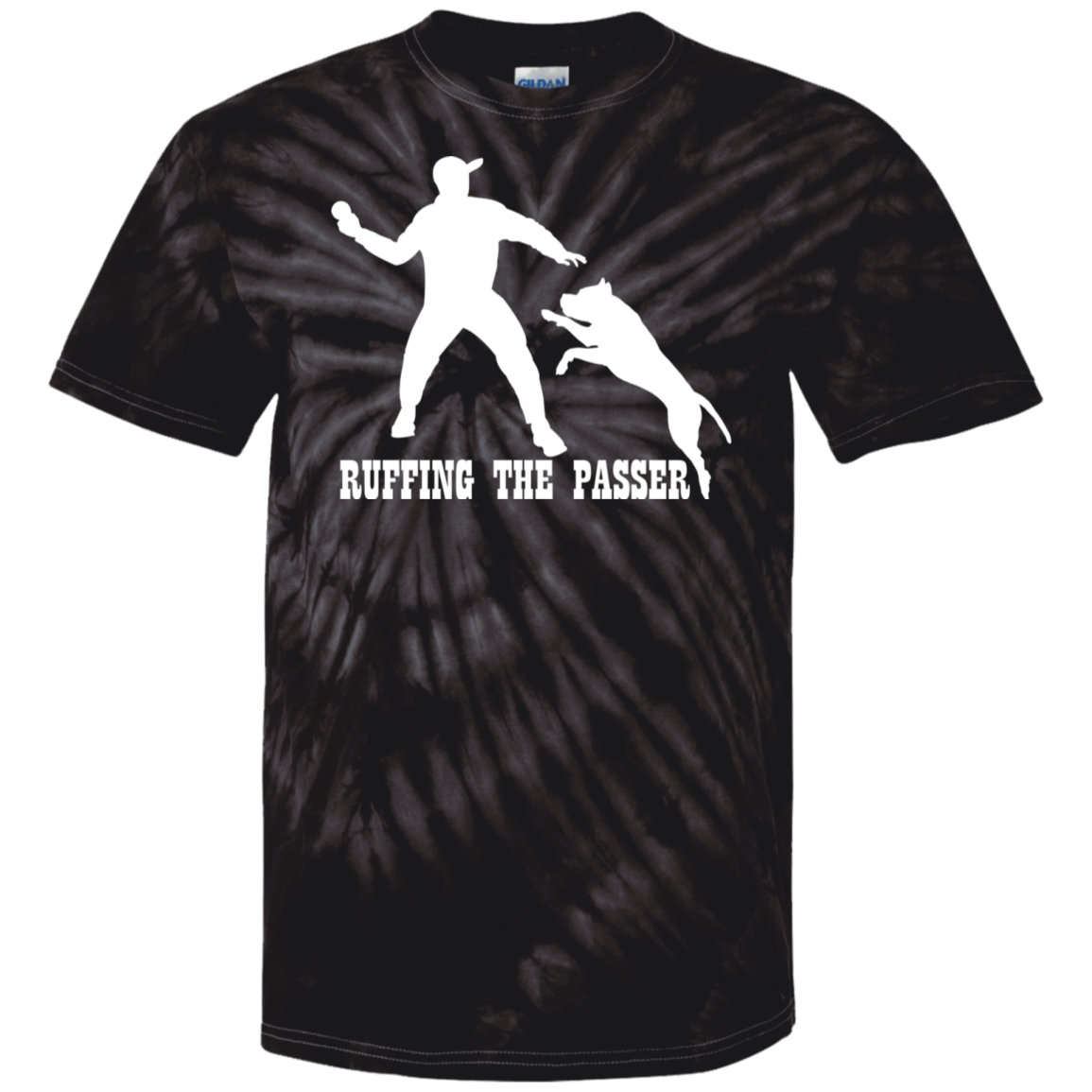 ArtichokeUSA Custom Design. Ruffing the Passer. Pitbull Edition. Male Version. 100% Cotton Tie Dye T-Shirt