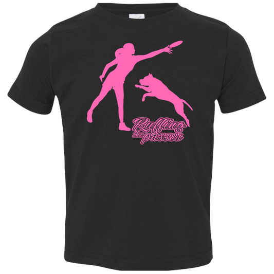 ArtichokeUSA Custom Design. Ruffing the Passer. Pitbull Edition. Female Version. Toddler Jersey T-Shirt