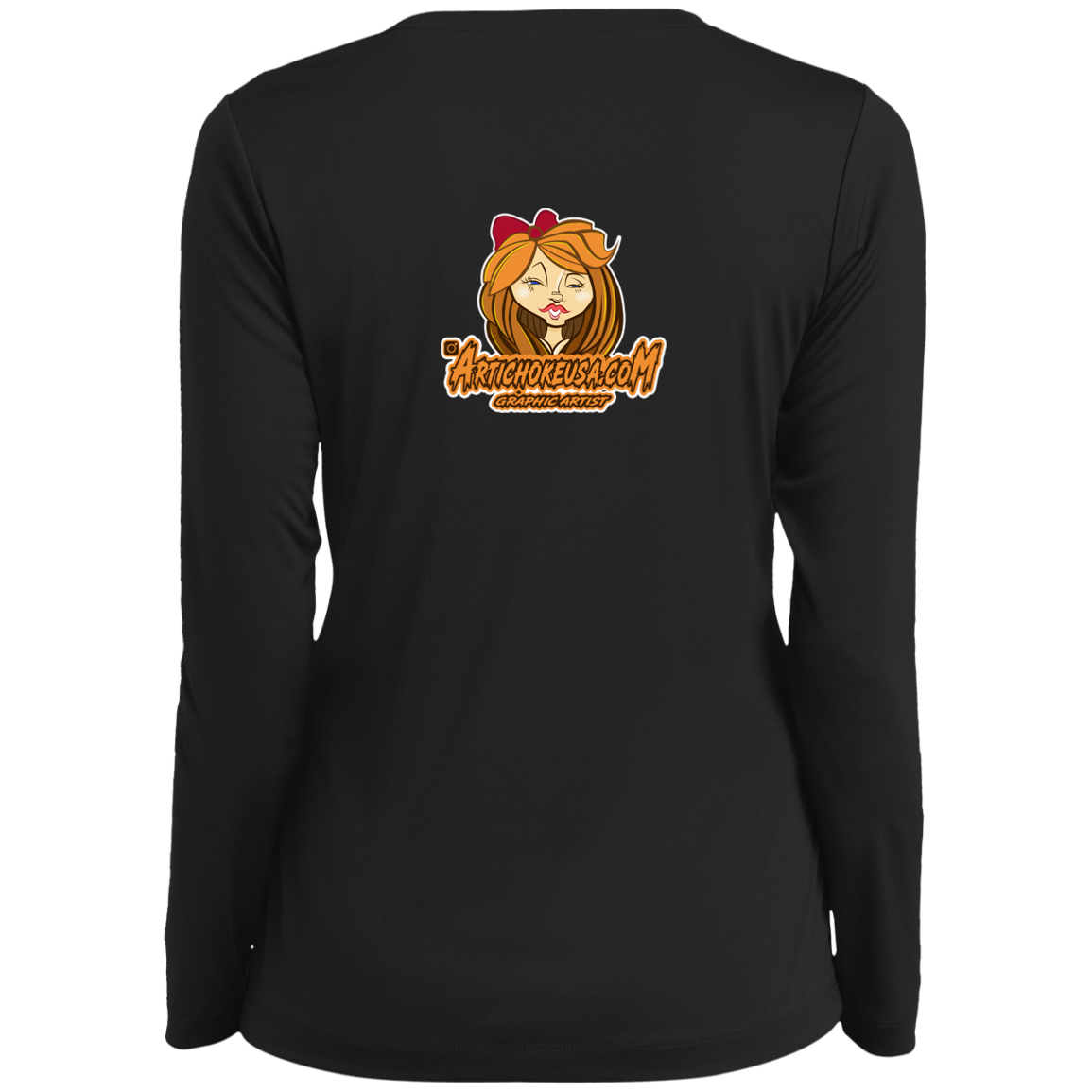 ZZ#21 Characters and Fonts. Aubrey. A show case of my characters and font styles. Ladies’ Long Sleeve Performance V-Neck Tee