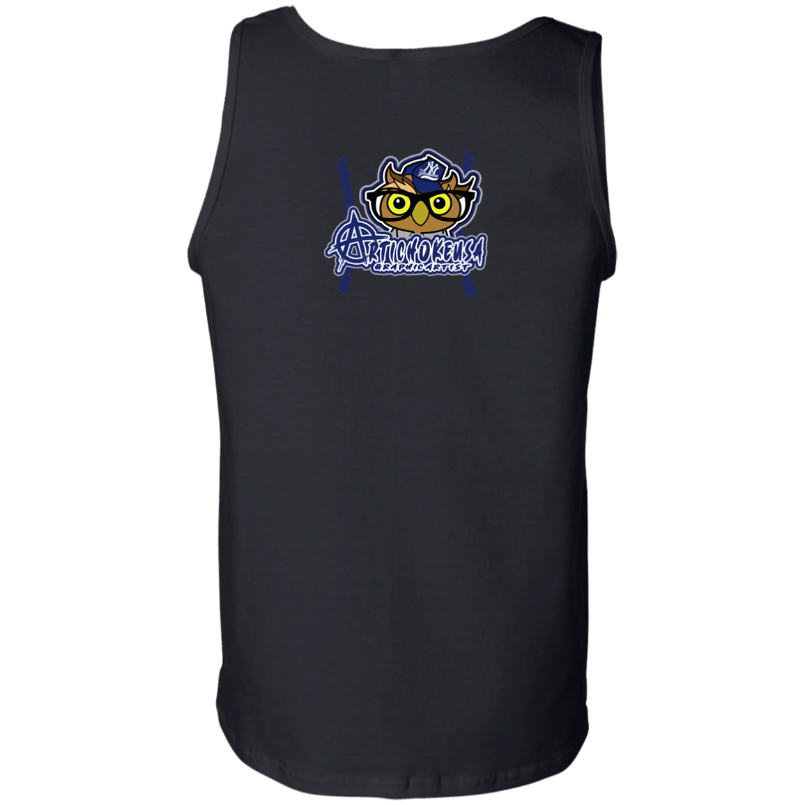 ArtichokeUSA Character and Font design. New York Owl. NY Yankees Fan Art. Let's Create Your Own Team Design Today. Men's 100% Cotton Tank Top