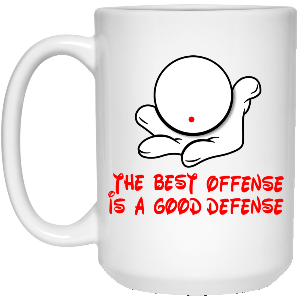 The GHOATS custom design #7. The Best Offence Is A Good Defense. Pool/Billiards. 15 oz. White Mug