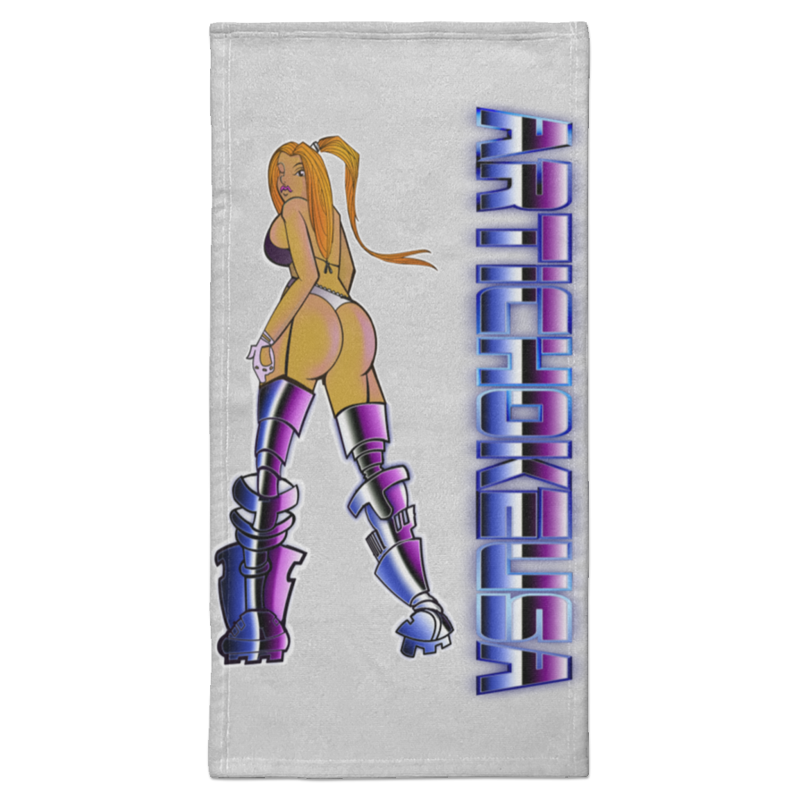 ArtichokeUSA Character and Font design. Let's Create Your Own Team Design Today. Dama de Croma. Towel - 15x30