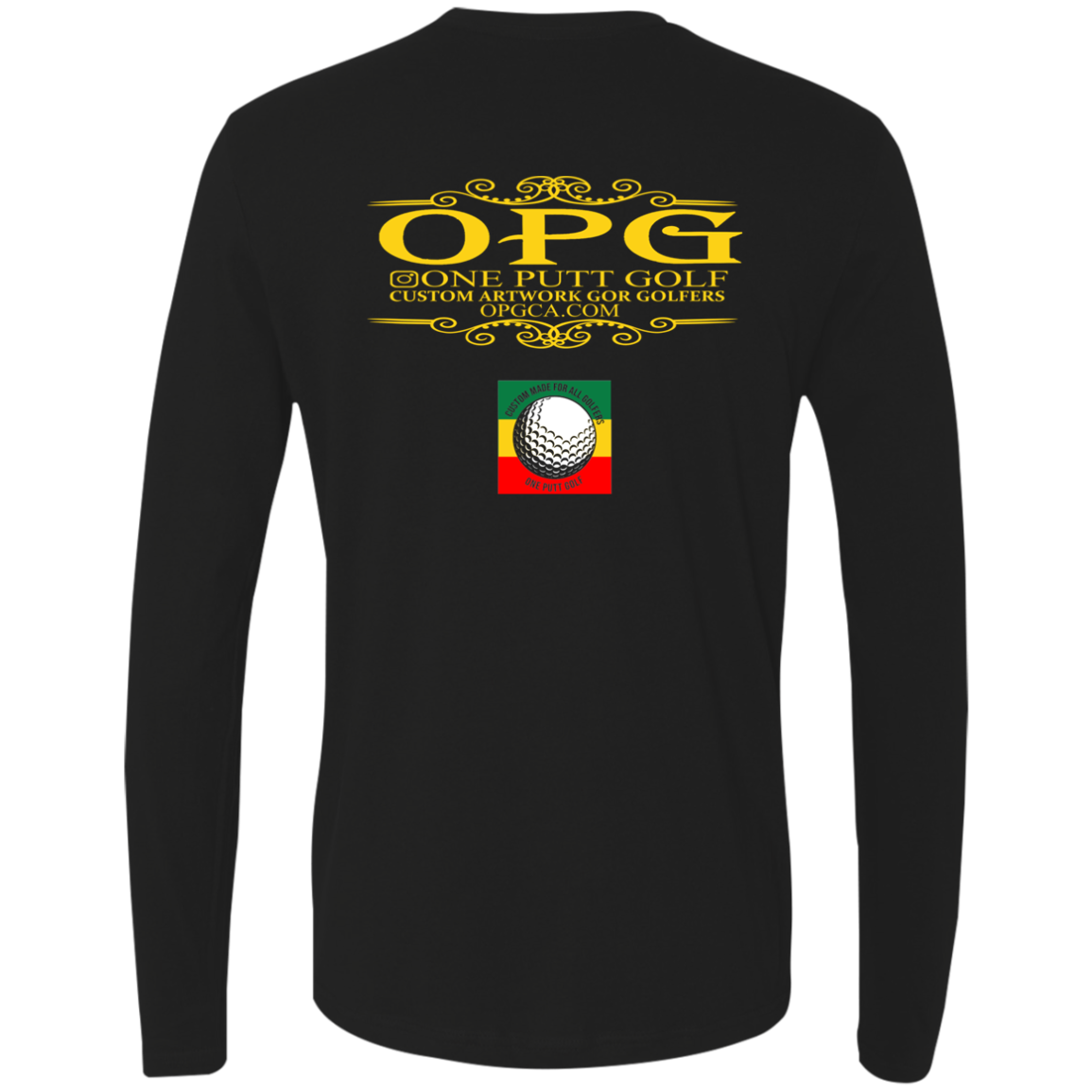 OPG Custom Design #22. One Putt / One Love Parody with Fan Art. Female Edition. Men's Premium LS