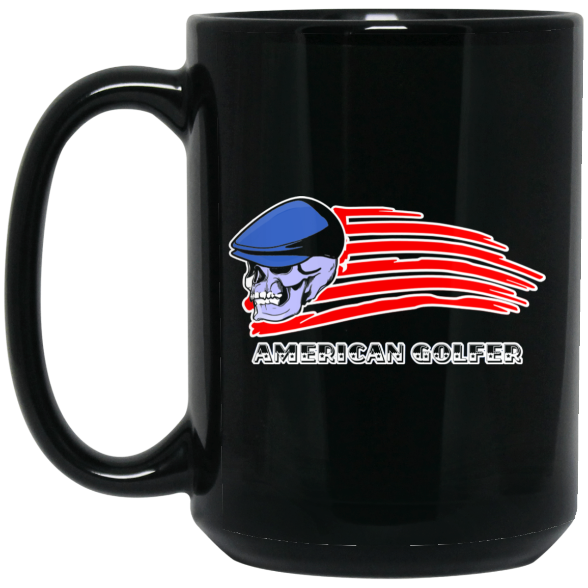 OPG Custom Design #12. Golf America. Male Edition. 15 oz. Black Mug