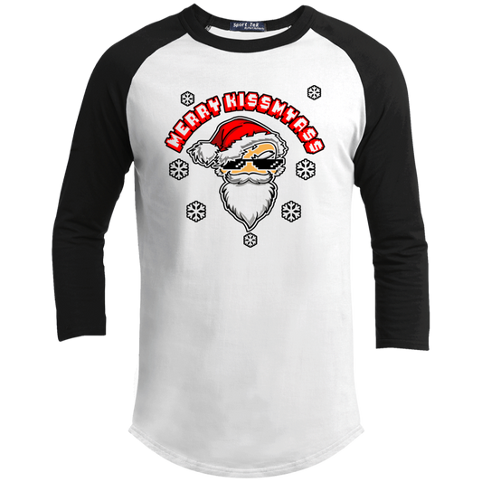 ArtichokeUSA Custom Design. Merry Kiss My Ass. Youth 3/4 Raglan Sleeve Shirt