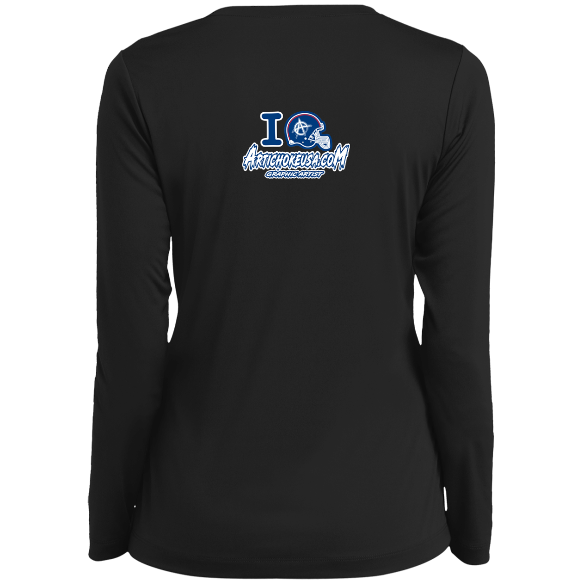 ArtichokeUSA Custom Design. I Helmet NY. Fan Art. Ladies’ Long Sleeve Performance V-Neck Tee
