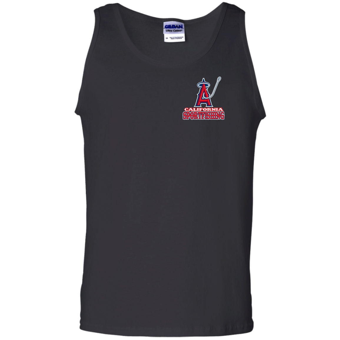 ArtichokeUSA Custom Design. Anglers. Southern California Sports Fishing. Los Angeles Angels Parody. Men's 100% Cotton Tank Top