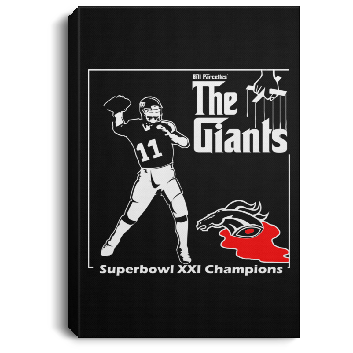ArtichokeUSA Custom Design. Godfather Simms. NY Giants Superbowl XXI Champions. Fan Art. Portrait Canvas .75in Frame