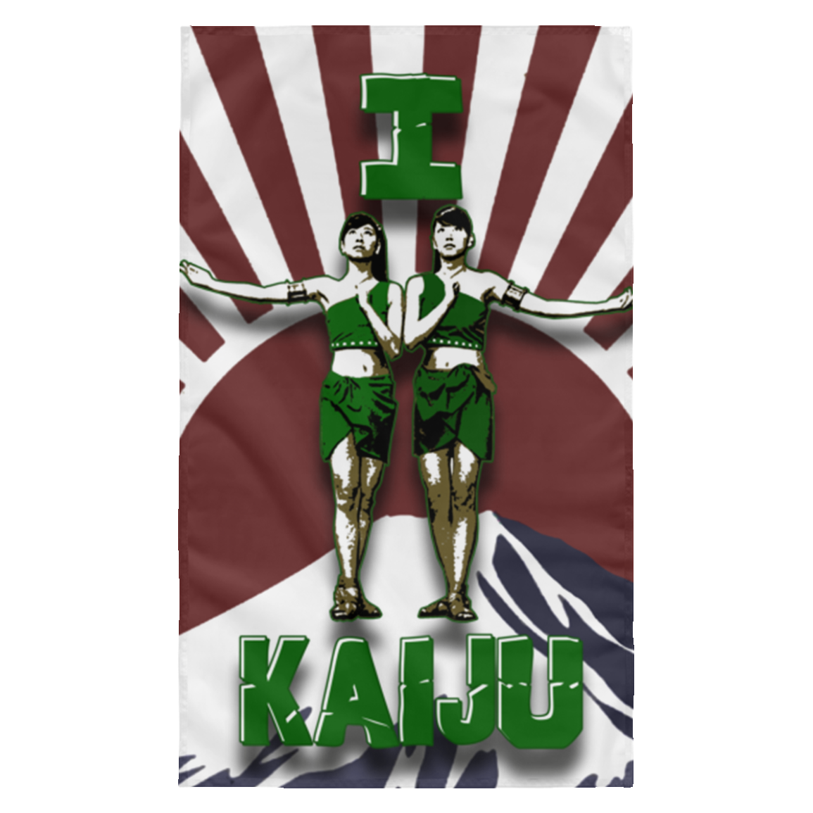 ArtichokeUSA Custom Design. I Heart Kaiju. Fan Art. Sublimated Wall Flag