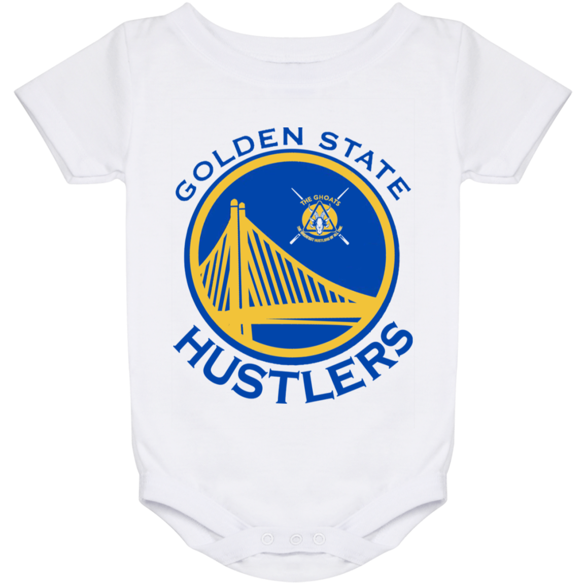 The GHOATS Custom Design. #12 GOLDEN STATE HUSTLERS. Baby Onesie 24 Month