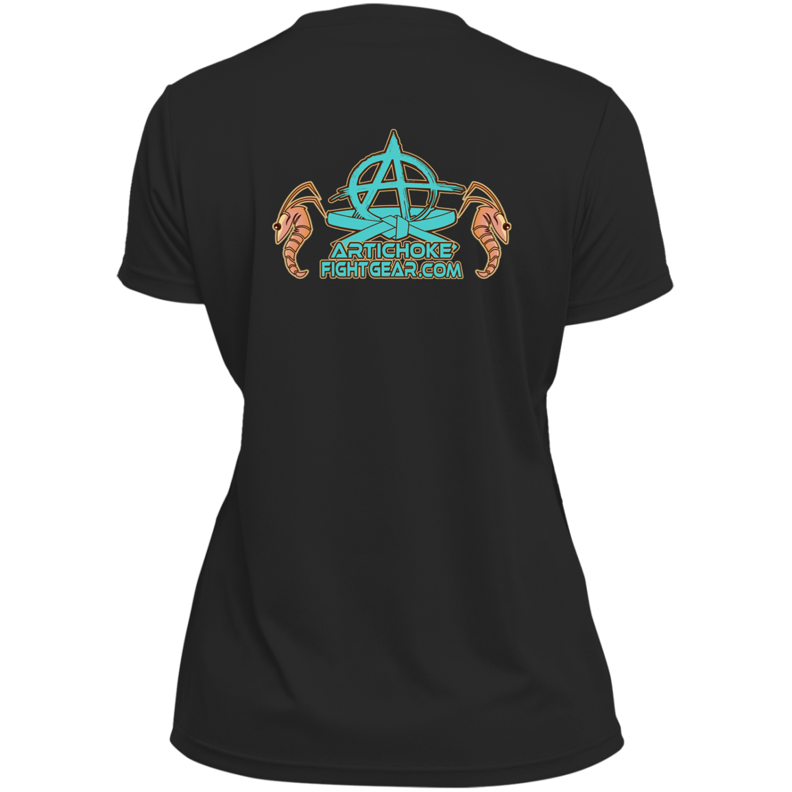Artichoke Fight Gear Custom Design #18. Shrimpin ain't Easy. Ladies’ Moisture-Wicking V-Neck Tee