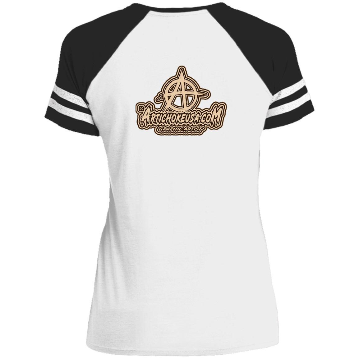 ArtichokeUSA Character and Font design. Let's Create Your Own Team Design Today. Mullet Mike. Ladies' Game V-Neck T-Shirt
