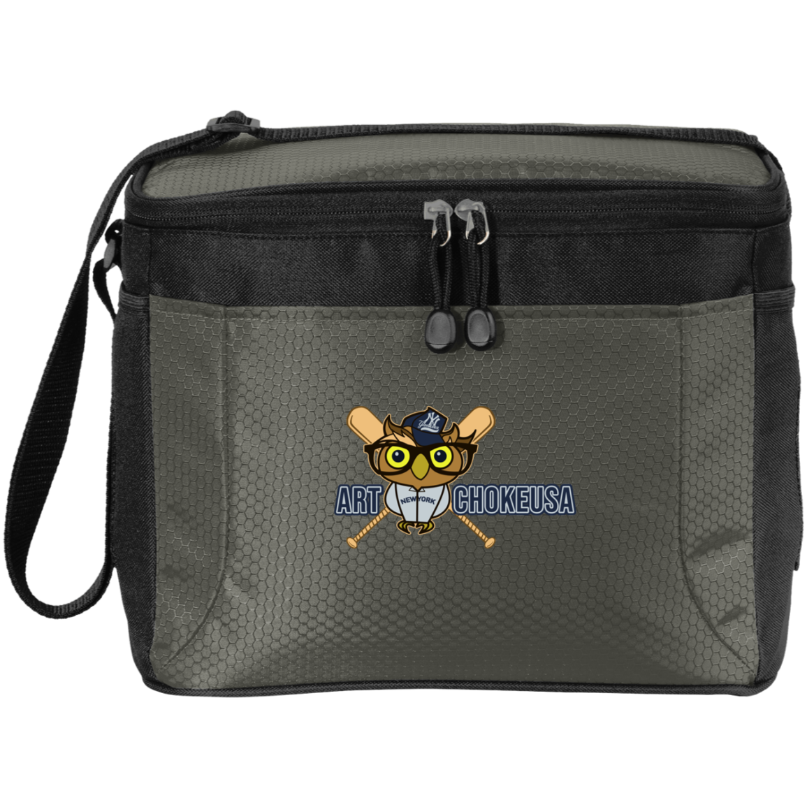 ArtichokeUSA Character and Font design. New York Owl. NY Yankees Fan Art. Let's Create Your Own Team Design Today. 12-Pack Cooler