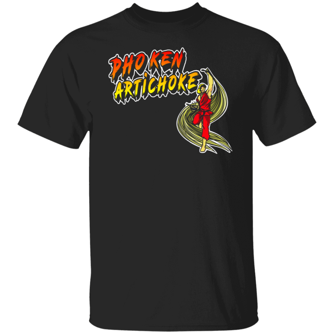 ArtichokeUSA Custom Design. Pho Ken Artichoke. Street Fighter Parody. Gaming. 5.3 oz. T-Shirt