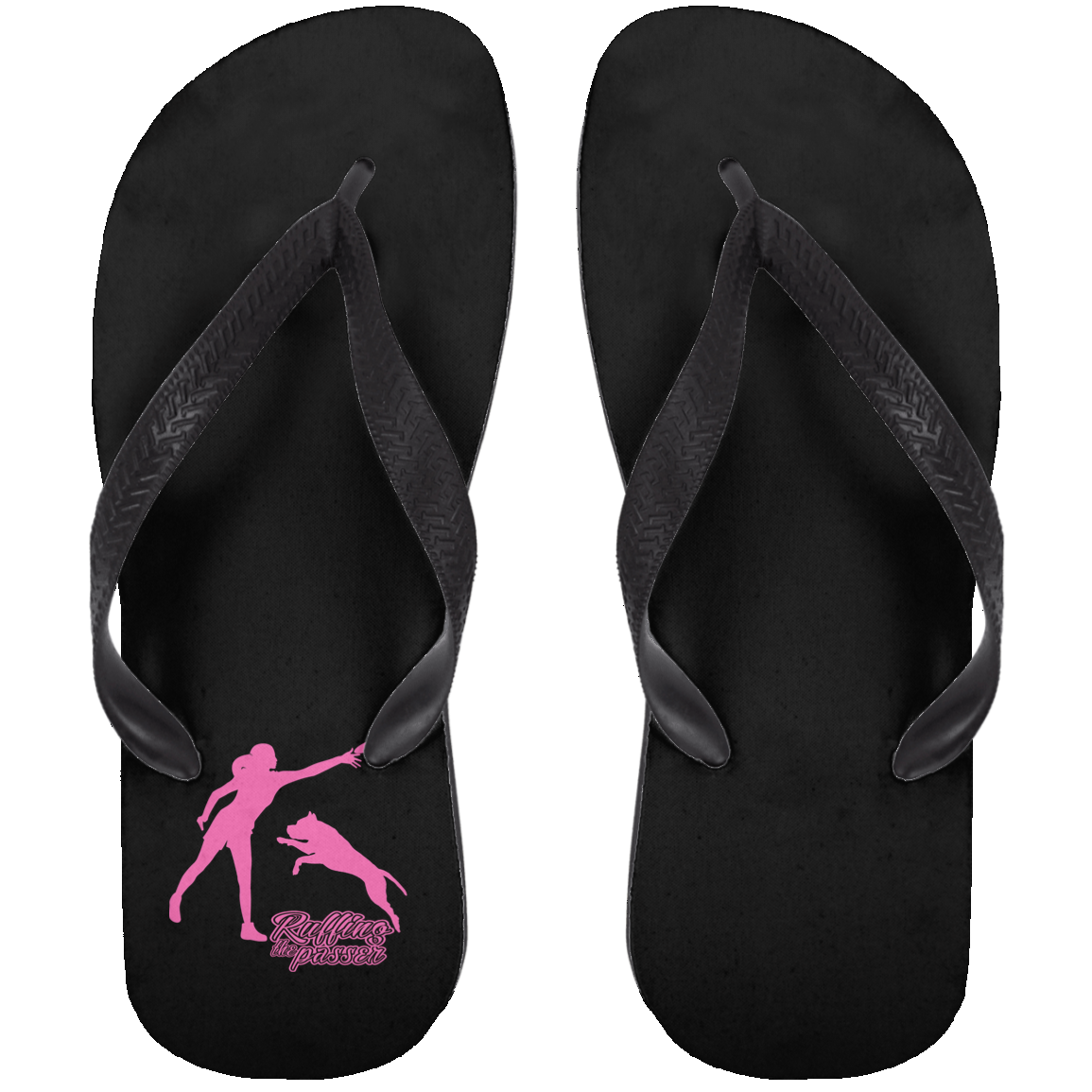 ArtichokeUSA Custom Design. Ruffing the Passer. Pitbull Edition. Female Version. Adult Flip Flops