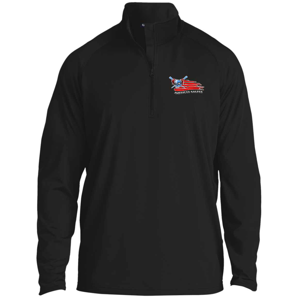 OPG Custom Design #12. American Golfer. Female Edition. 1/2 Zip Raglan Performance Pullover