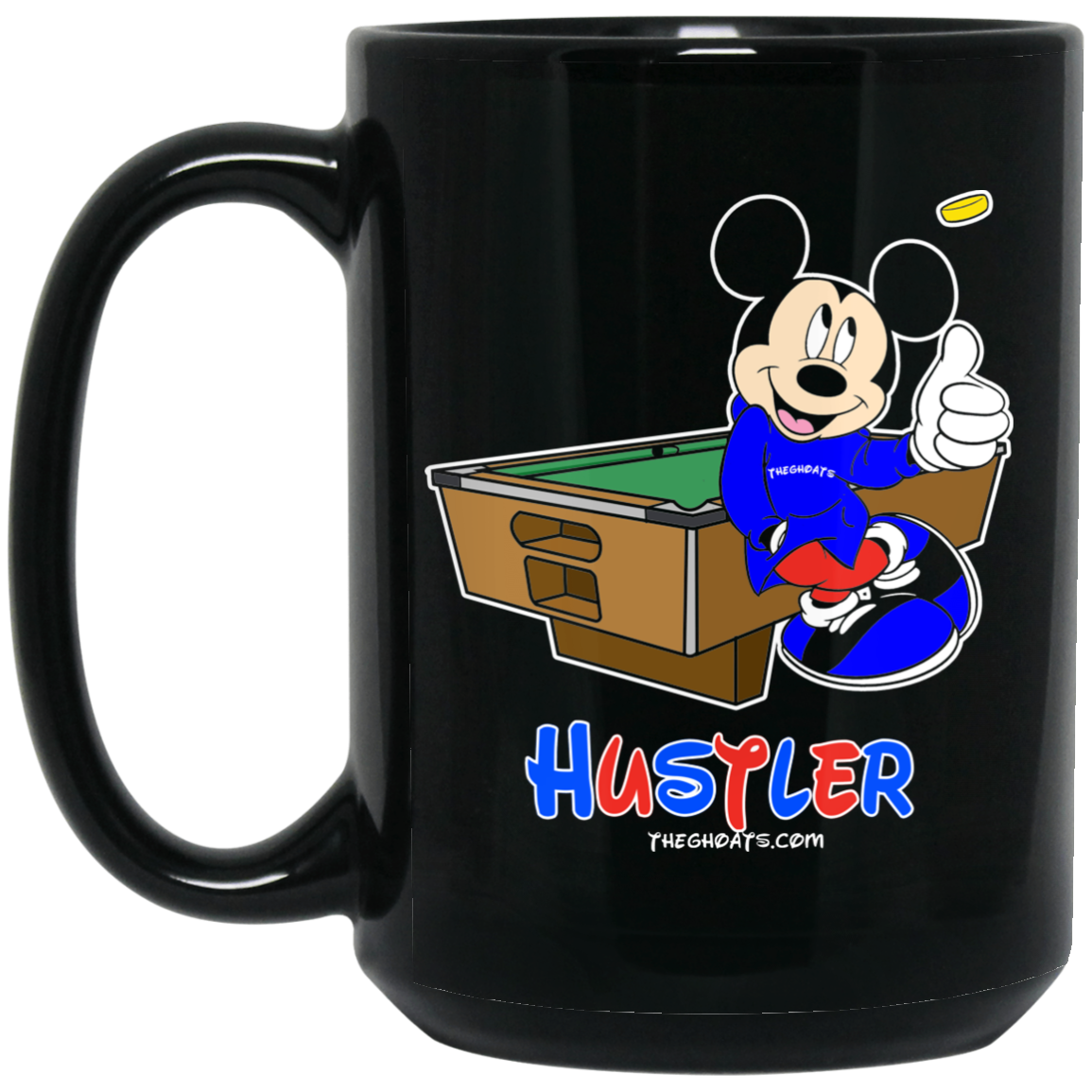 The GHOATS Custom Design. #18 Hustler Fan Art. 15 oz. Black Mug