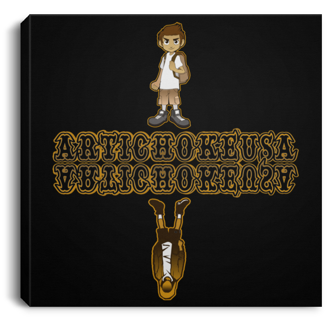 ArtichokeUSA Custom Design. Façade: (Noun) A false appearance that makes someone or something seem more pleasant or better than they really are. Square Canvas .75in Frame