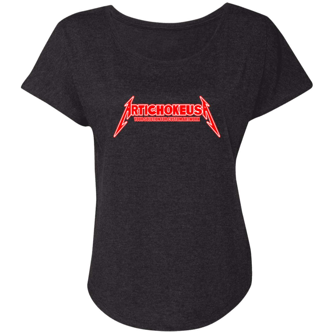 ArtichokeUSA Custom Design. Metallica Style Logo. Let's Make One For Your Project. Ladies' Triblend Dolman Sleeve