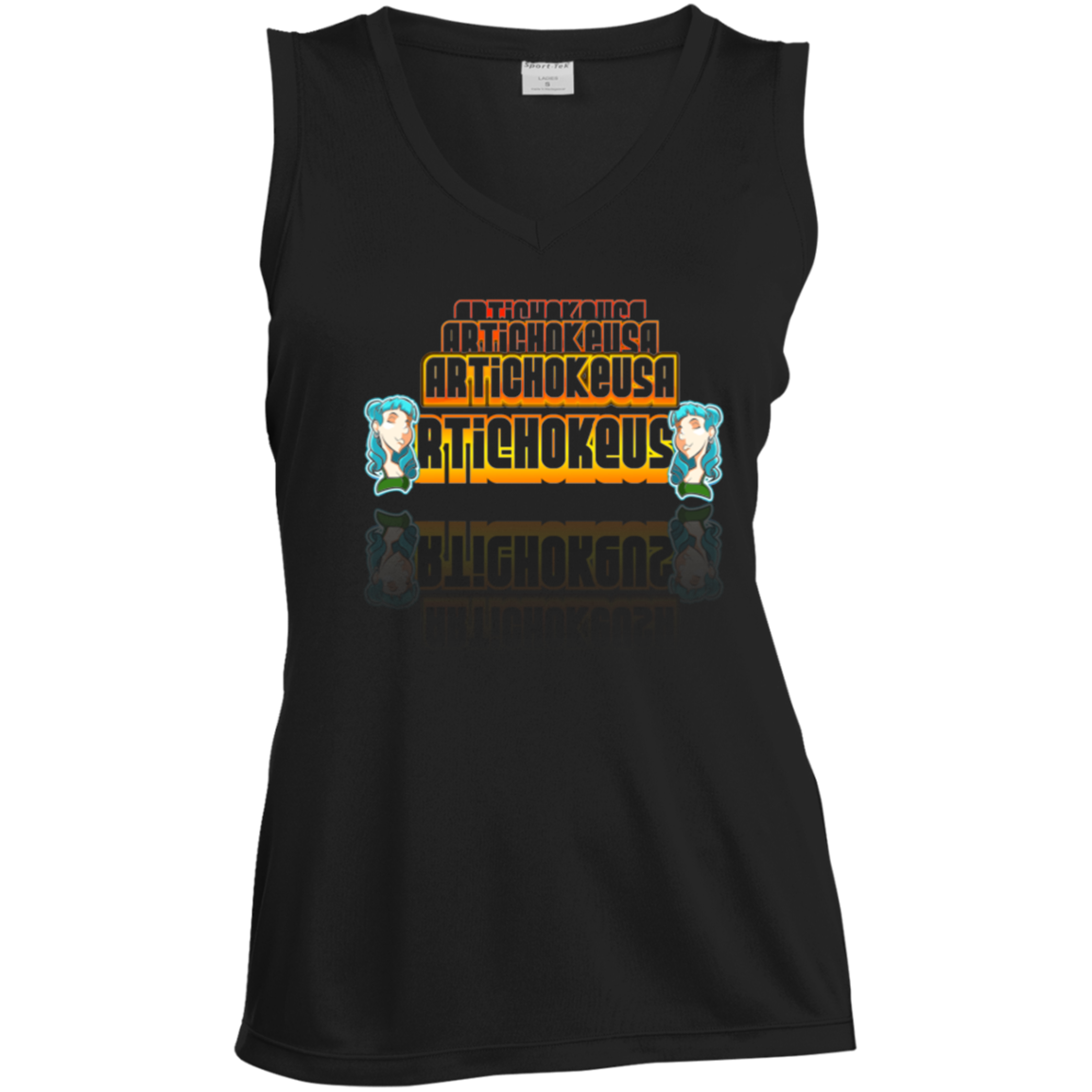 ArtichokeUSA Characters and Fonts. "Shelly" Let’s Create Your Own Design Today. Ladies' Sleeveless V-Neck