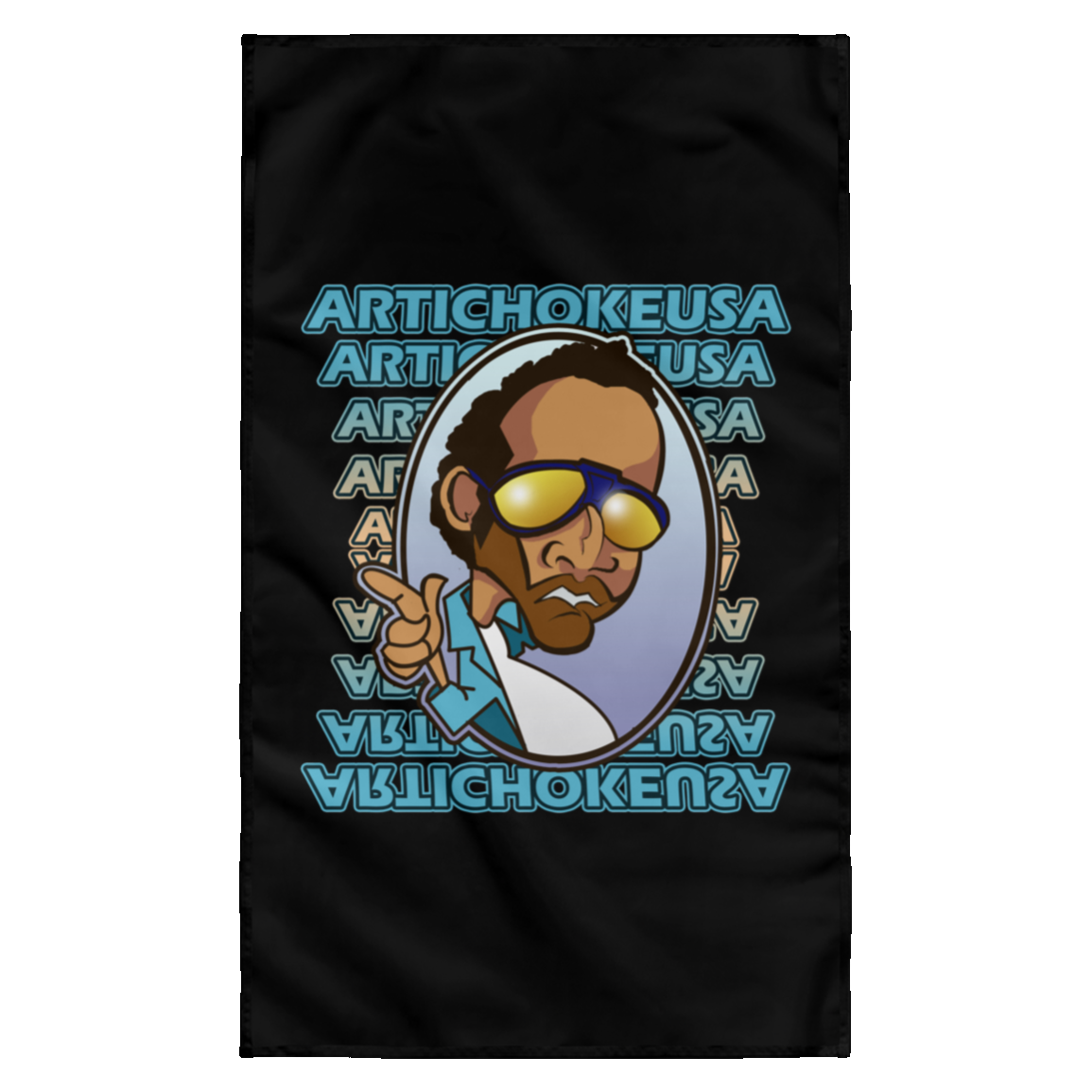 ArtichokeUSA Character and Font design. Let's Create Your Own Team Design Today. My first client Charles. Sublimated Wall Flag