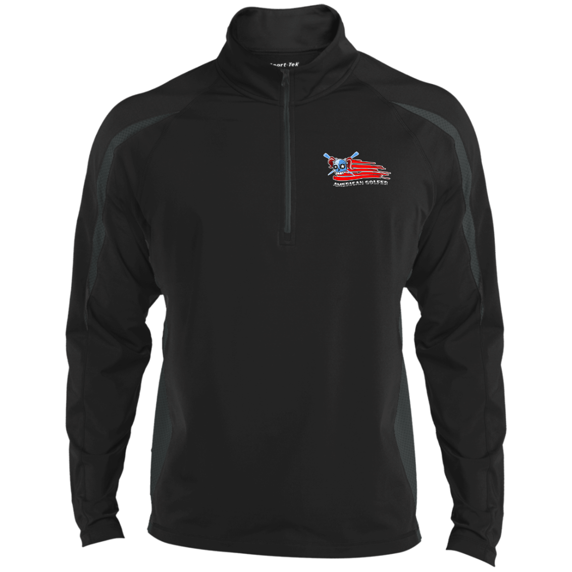 OPG Custom Design #12. American Golfer. Female Edition. Sport Wicking Colorblock 1/2 Zip