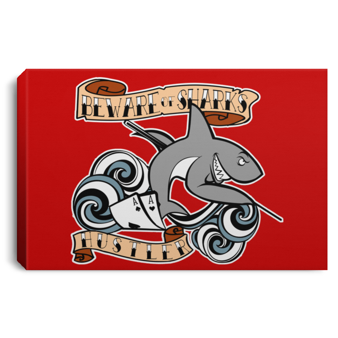 The GHOATS custom design #4. Beware of Sharks. Deisgned for my Dad, the best Pool and Card Shark out there. Let's create something for someone you know. Pool/Billiards. Landscape Canvas .75in Frame