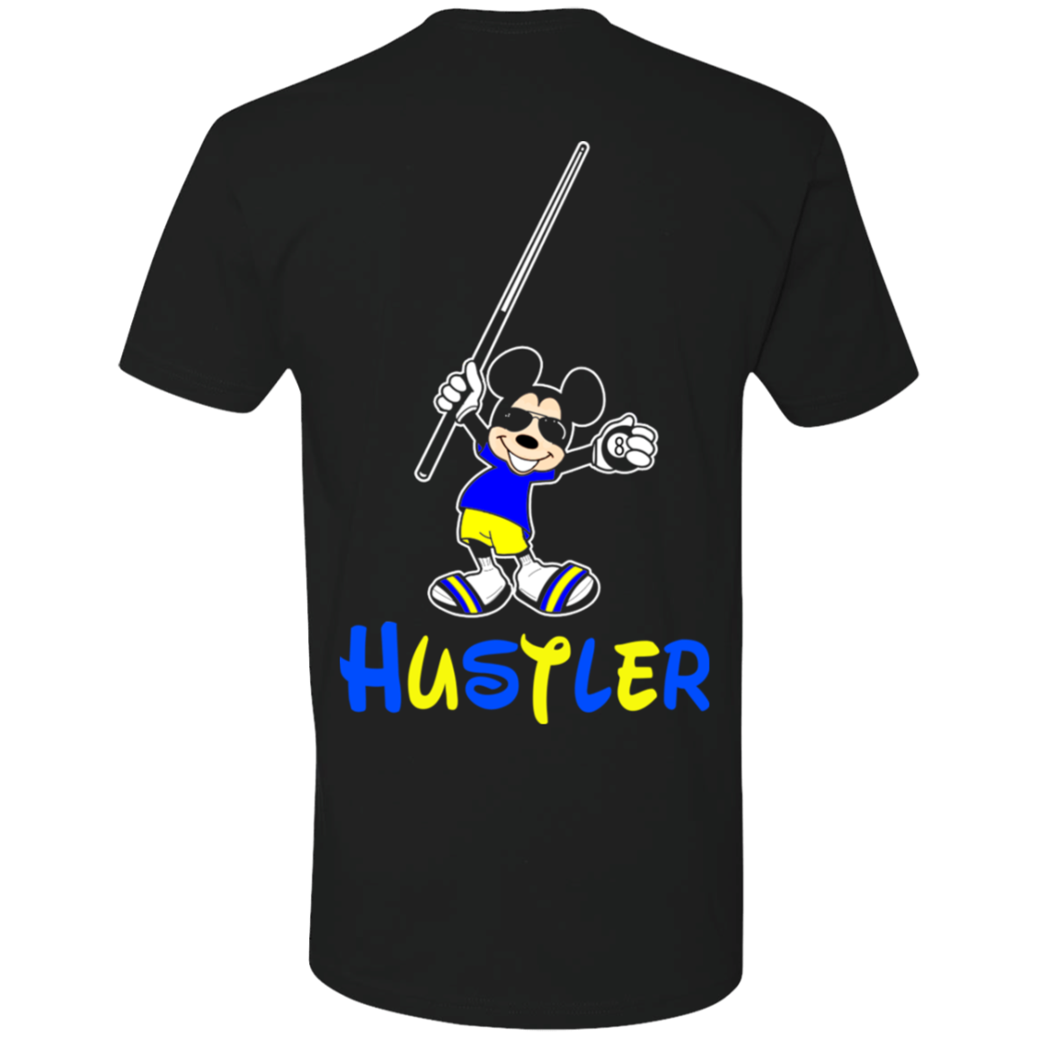 The GHOATS Custom Design #20. Look at the back. Hustle Mouse. Mickey Mouse Fan Art. Next Level Ultra Soft Fitted T-Shirt