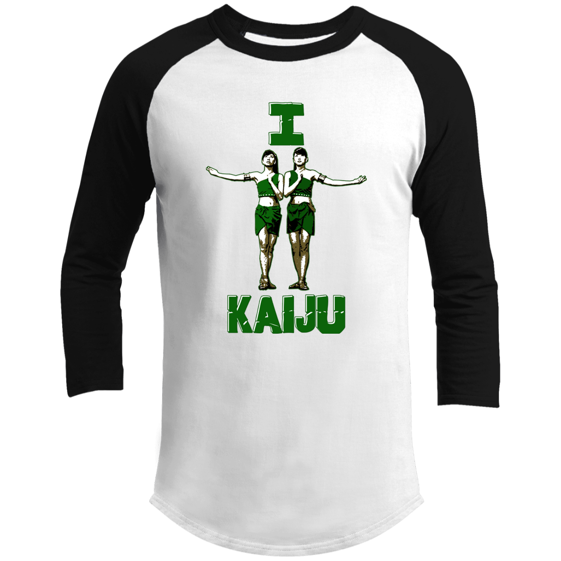ArtichokeUSA Custom Design. I Heart Kaiju. Fan Art. Men's 3/4 Raglan Sleeve Shirt